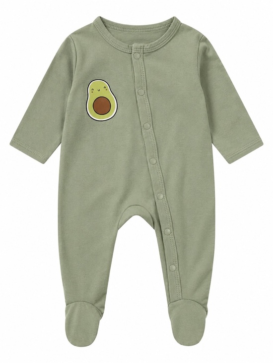 Other - SHEIN Baby Avocado Footed Sleeper 0-1M Green Snap Pajamas Unisex